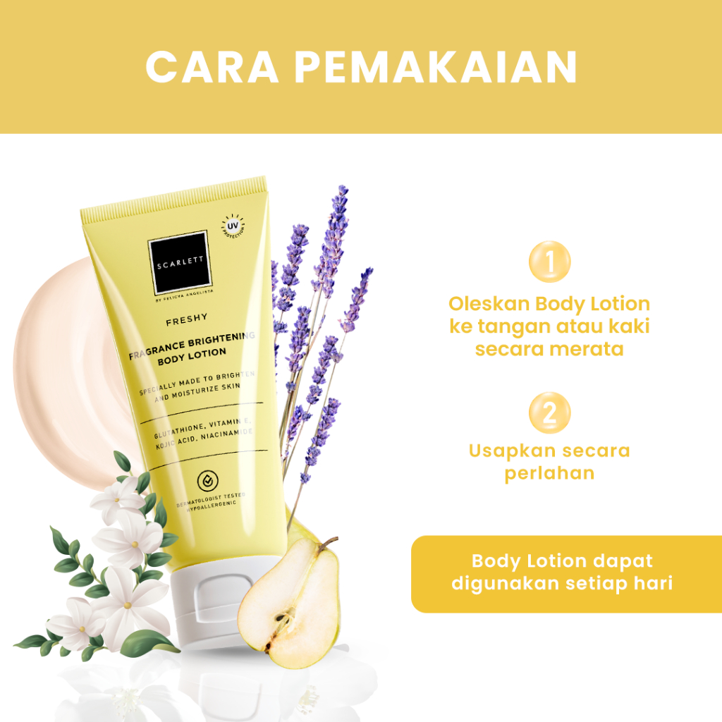 |RM| SCARLETT WHITENING FRAGRANCE BRIGHTENING BODY LOTION TUBE 180ML / ROMANSA JOLLY CHARMING FRESHY FANTASIA TUBE