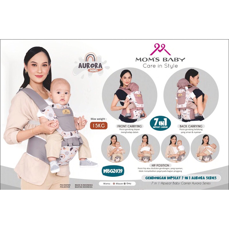 Moms Baby Gendongan Hipseat Wilona | Indie | Aurora| Cloudy | Woody | Carter | Kenzie Series