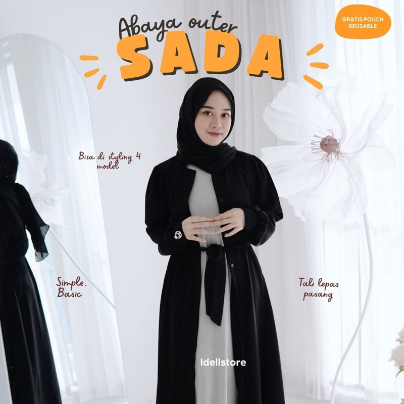 Outer sada Abaya Khansa Mariska x Idellstore • Abaya Puter Premium Terbaik Nyaman Adem Gamis Aca