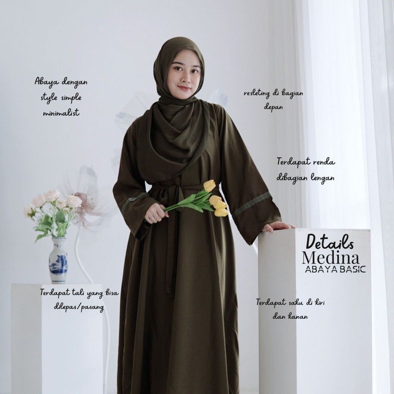 Alea Basic abaya Khansa Mariska x Idellstore • Abaya Premium Renda Adem Terbaik Gamis daily