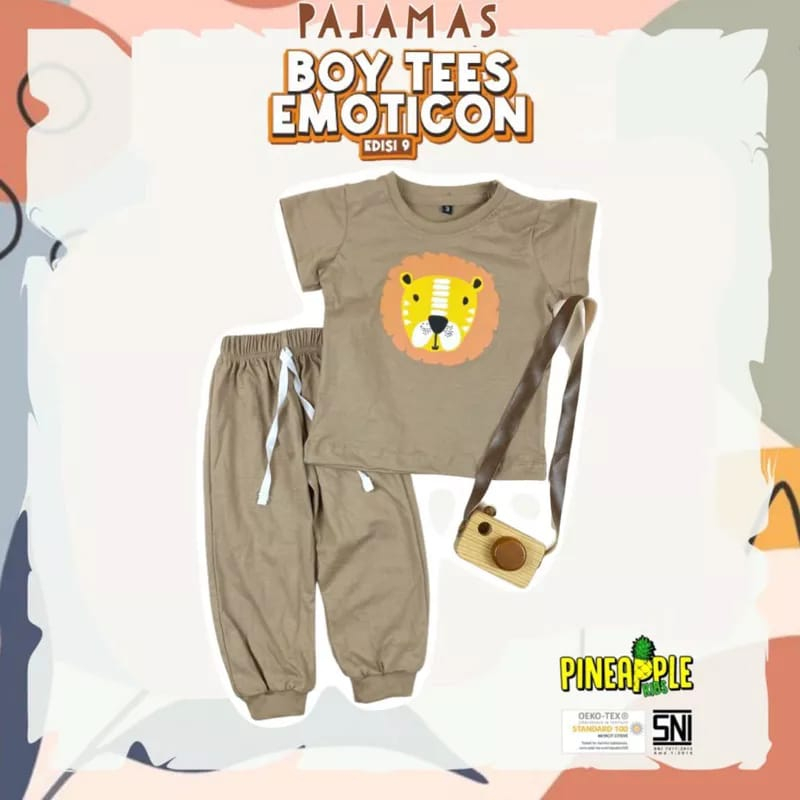 PAJAMAS TEES EMOTICON ANIMAL SETELAN JOGER ANAK 1-5 tahun Setelan Anak LakiLaki