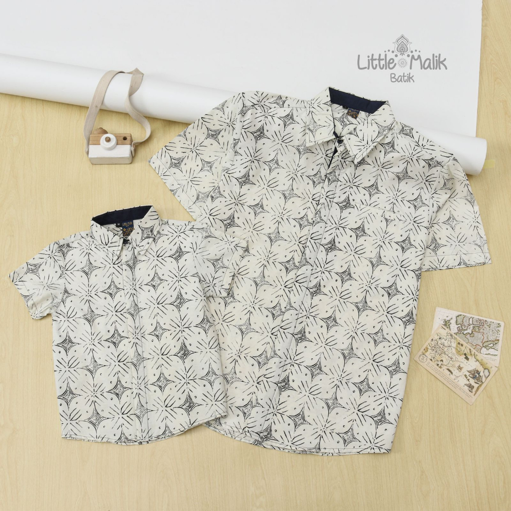 Kemeja Batik Couple Anak &amp; Ayah Lengan Panjang  By Little Malik Batik, Cap Solo