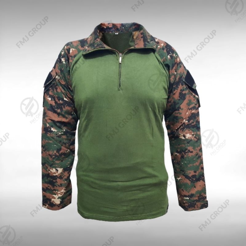 Kaos BDU Tactical Loreng MARPAT Cotton Kombinasi Ripstop Combat Shirt Kaos Kerah Premium