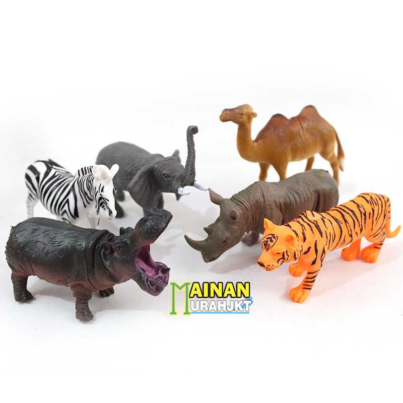 MAINANKEI MAINAN ANAK MURAH HEWAN KARET ANIMAL WORLD 17813 ISI 6 PCS ANIMAL WORLD KANTONG PREMIUM