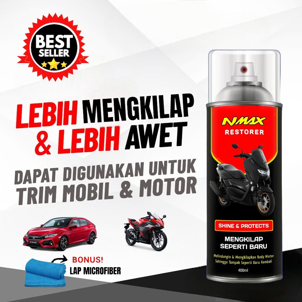 Paket Hemat 2 Botol Nmax RESTORER (Pengkilap &amp; Penghitam Body Motor / Mobil / Ban) Free Lap Back To New Restorer