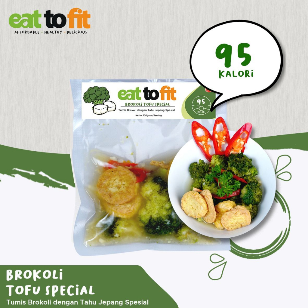 Frozen Food Makanan Sehat Brokoli Tofu Special Eat To Fit - 100gr