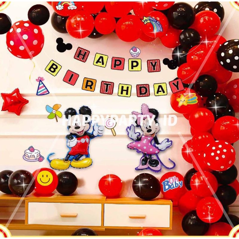 PAKET DEKORASI ULANGTAHUN ANAK NEW TEMA MICKEY&amp;MINNIE MOUSE