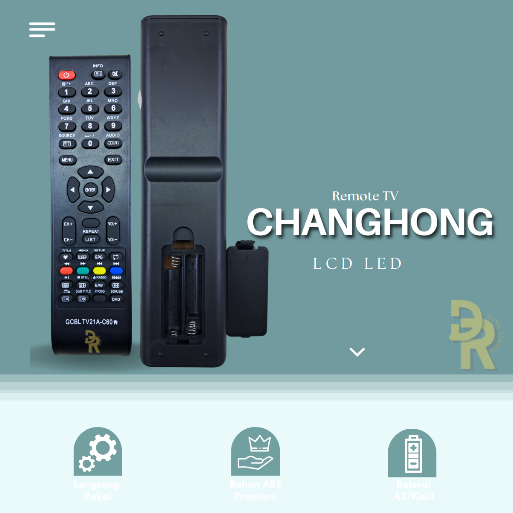 Remot Remote LED/LCD TV CHANGHONG GCBLTV21A-C60 tanpa setting