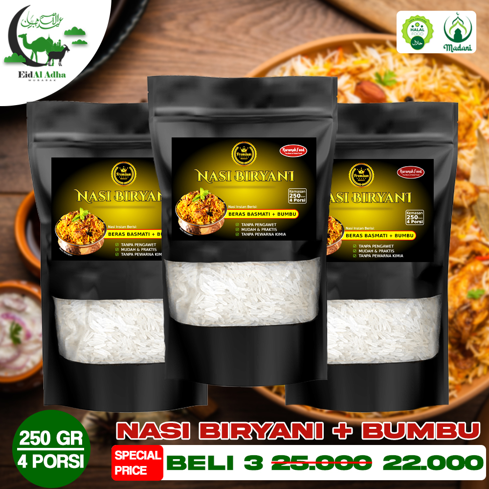 

Beras Basmati Plus Bumbu Nasi Biryani | Promo Beli 2-3 Lebih Murah