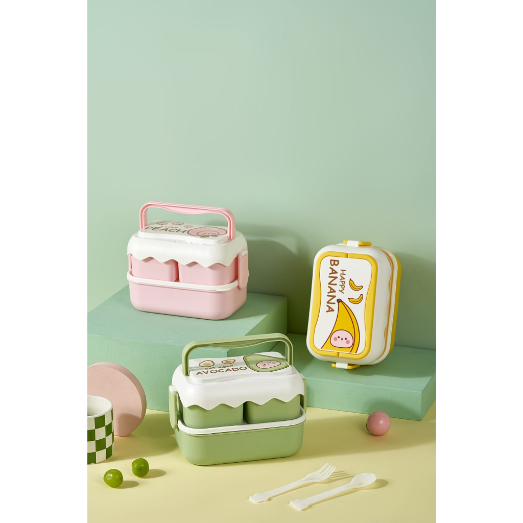 LUNCHBOX//KOTAK MAKAN PERSEGI DUA TINGKAT KD6363