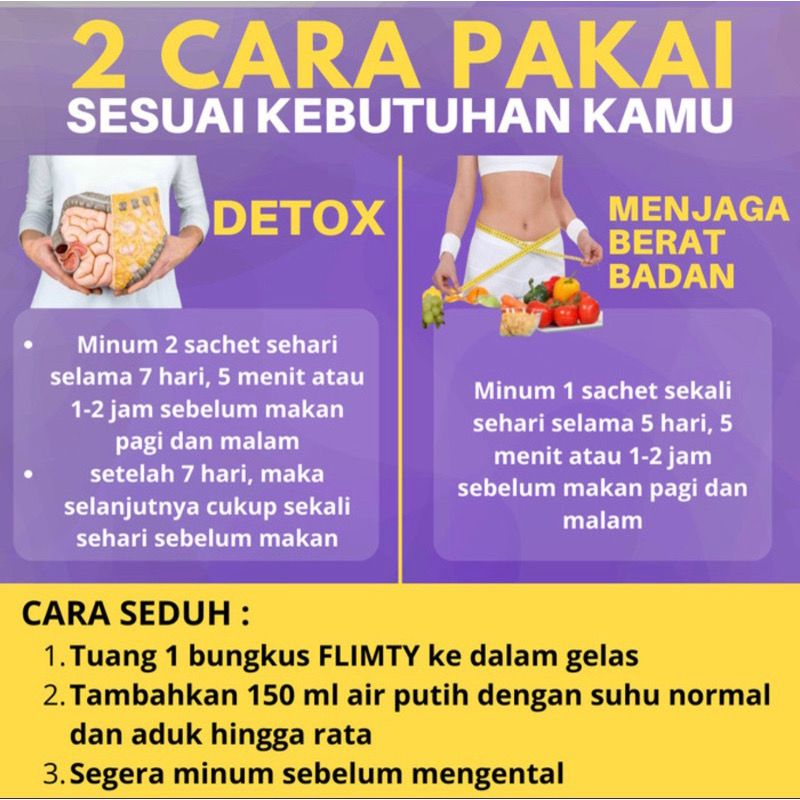 Flimty Fiber Pelangsing Detox racun usus lancar bab diet sehat Original