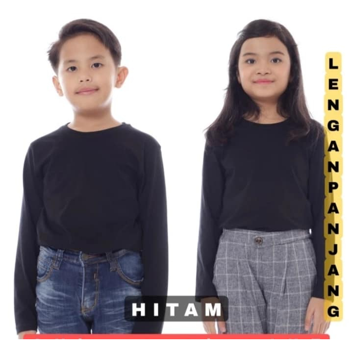 kaos polos anak HITAM lengan panjang - kaos polos anak HITAM - kaos oblong anak kaos oblong anak LEN