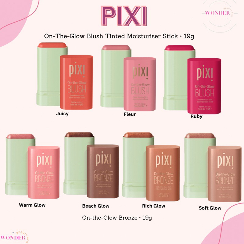 Pixi on the glow blush and bronze - PIXI BLUSH - PIXI BRONZER - PIXI ON THE GLOW - PIXI HIGLIGHTER- 