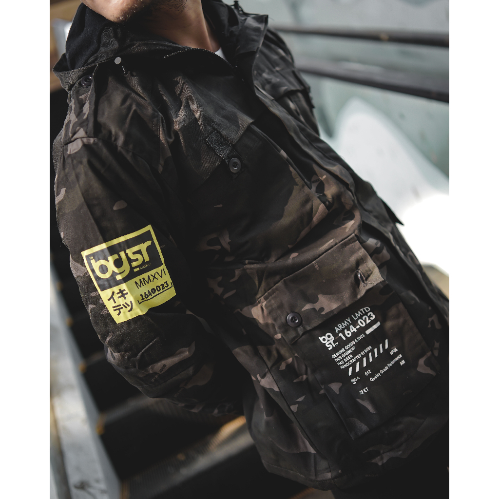 Jaket Parka Camo Army Pria Sleting Saku Dalam Baby Canvas Tebal Adem