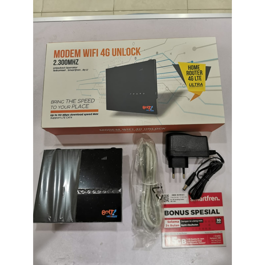 Mifi Router Modem Wifi 4G UNLOCK Bolt, Smartfren & Telkomsel (2300MHz) - Komplit By.u