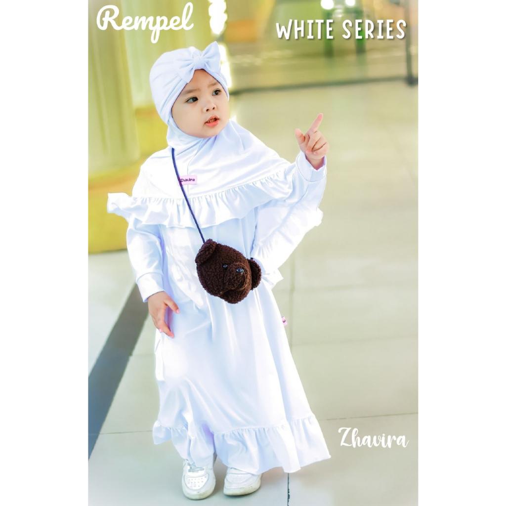 AfsheenaStore Gamis Rempel White Series/ Gamis Anak Perempuan By Zhavira