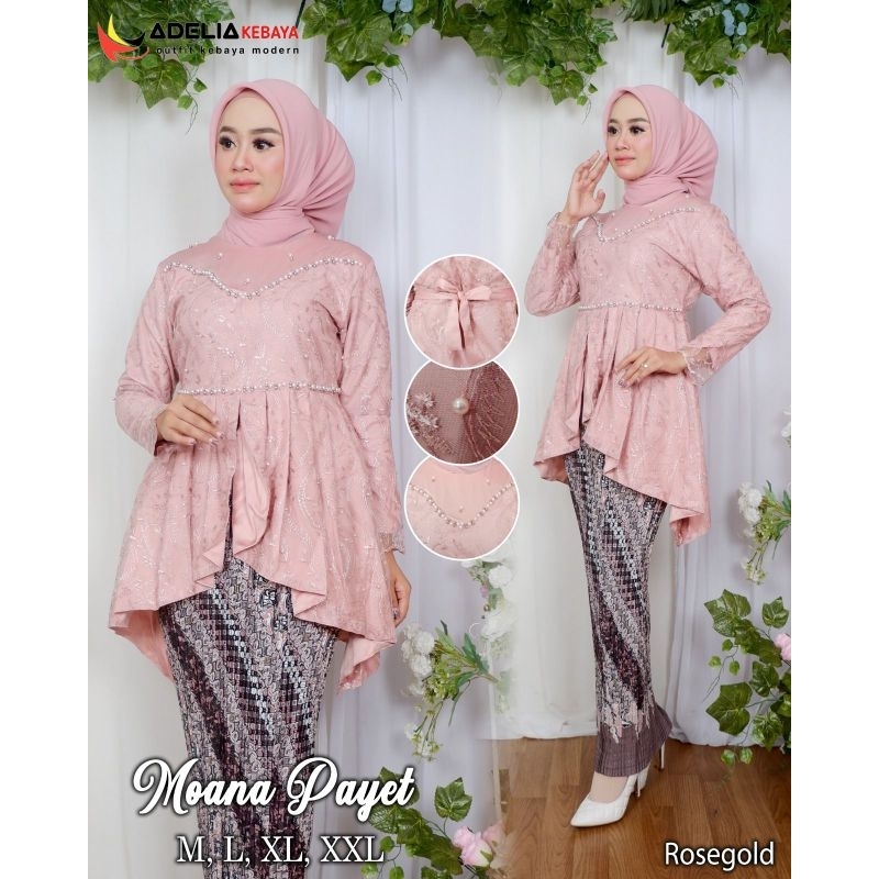 ( COD ) Setelan kebaya blouse moana payet - kebaya modern - outfit kekinian - berbahan tulle dan saten - pakaian pesta keluarga, nikahan, kondangan, wisuda, baju akad