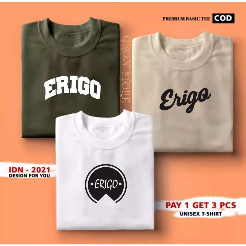 PROMO PAY 1 OR 3 PCS( BAHAN TEBAL) KAOS DISTRO 100% CATOON COMBED 24s KAOS Erigo PRINT  KAOS CEWEKKA