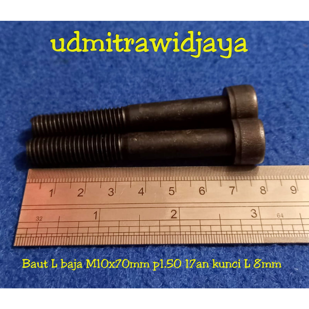 Baut L kunci 17an Kunci L 8 mm baut L baja 10.9 baut kunci L 8mm panjang 50mm / 5cm baut nap baut bak truk truck baut pagar baut sambungan pagar baut L baja grade 12.9 fulldratt