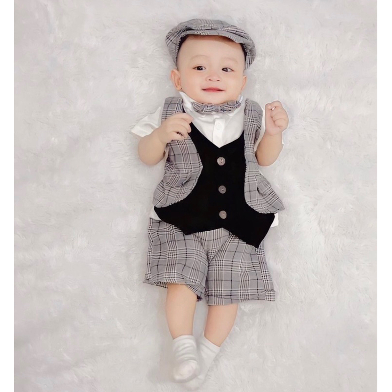 Daniel ANDREW star ANCHOR TUXEDO 0- 2 tahun baby baju kondangan anak laki laki baju pesta setelan jas anak bayi tuksedo kondangan SET  TOPI