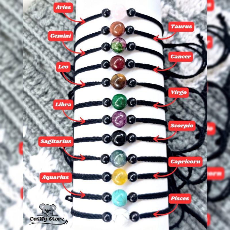 Gelang Zodiak Tali Batu Alam || Zodiak Bracelet