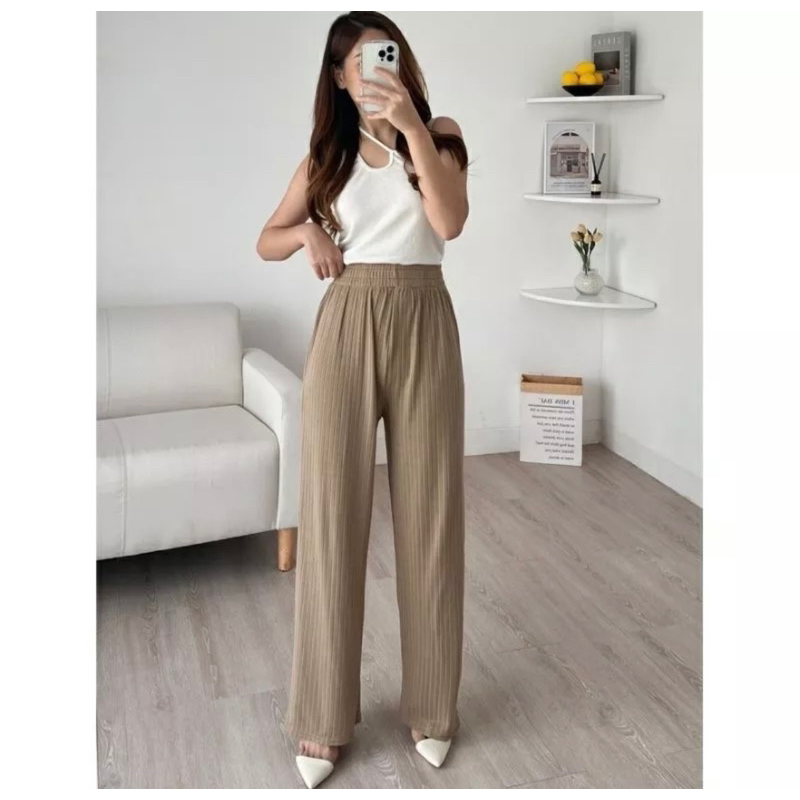 KINAN KULOT RAJUT KNIT PREMIUM HW KOREAN LOSE PANTS FULL KARET