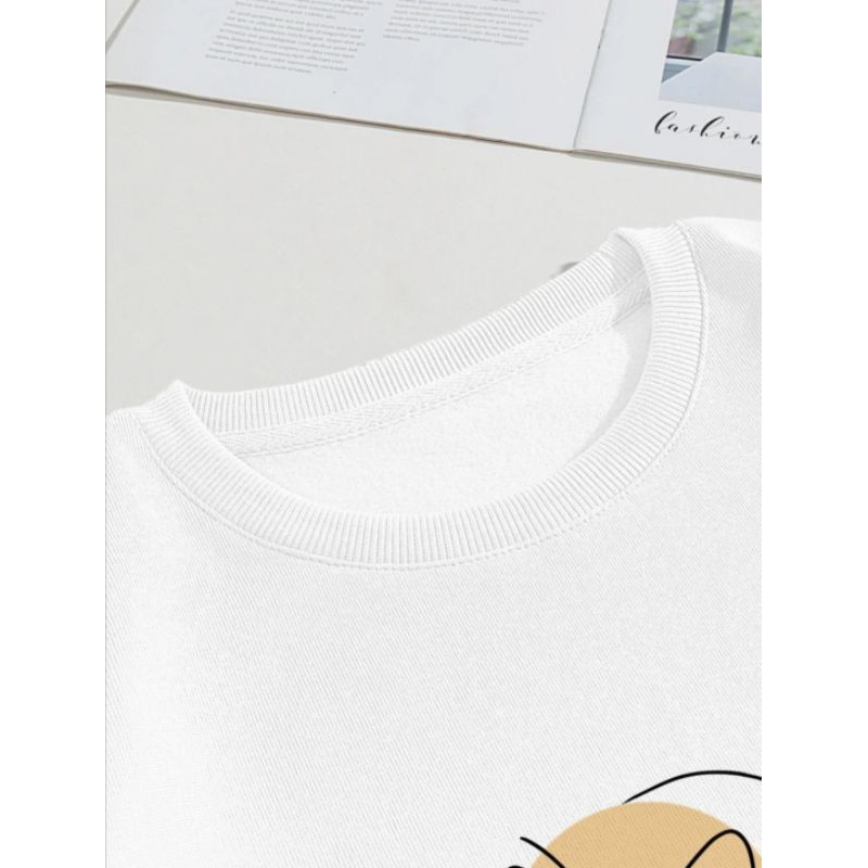 ladies sweatshirt crewneck putih cewek