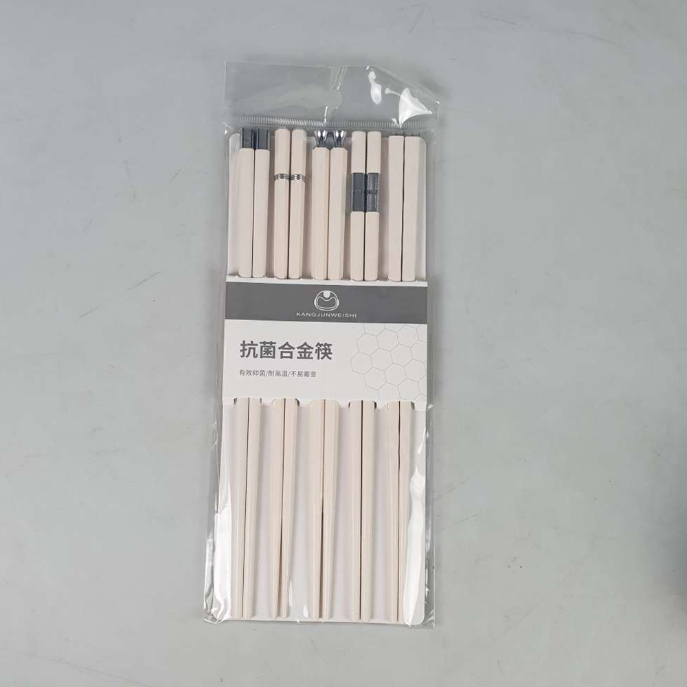 KANGJUNWEISHI Sumpit Makan Japanese Chopstick 5 Pasang - KJ-24 - White/Silver