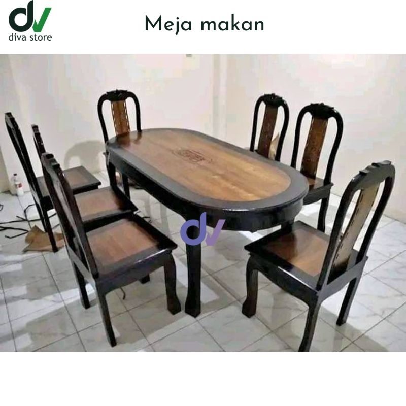 Meja makan 6 kursi kayu jati asli jepara