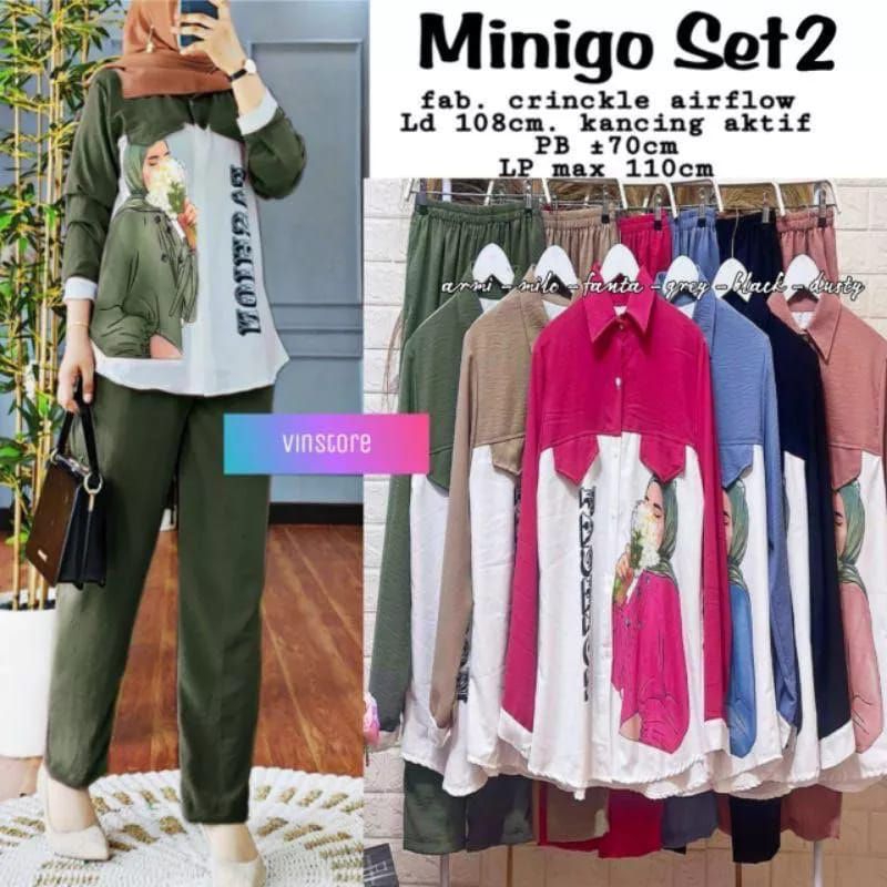 Setelan minigo sablon dewasa oneset minigo terbaru