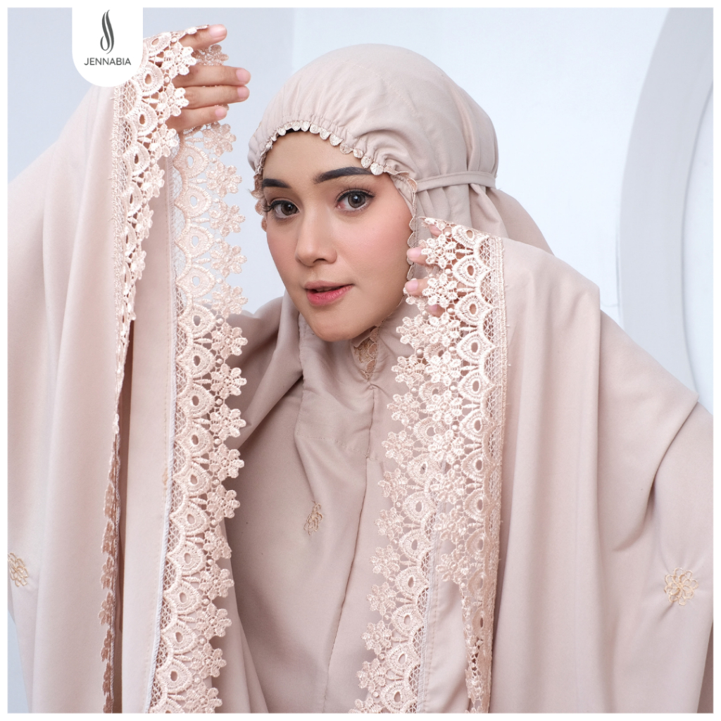 JENNABIA - Mukena Dewasa Katun Premium Bordir Cantik Simpel Aynara Terbaru Murah