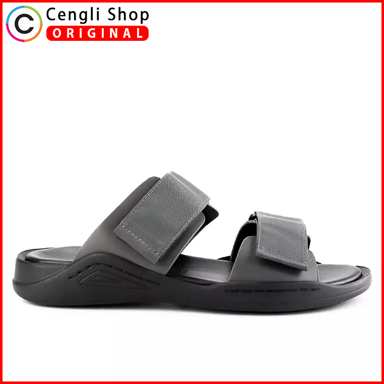 ANMB3 SANDAL SLIDE ANDREW PRIA ORIGINAL CASUAL KULIT ASLI ORI ABU-ABU