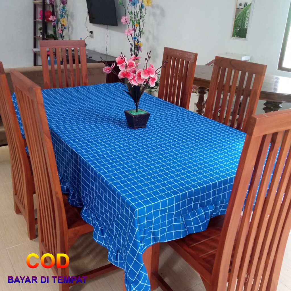 ✅COD Taplak Meja Makan 4-6 Kursi 140x200 Kain Katun Model Rumbai Aneka Motif Perlengkapan Dekorasi Kitchen Set Dapur Rumah Tangga