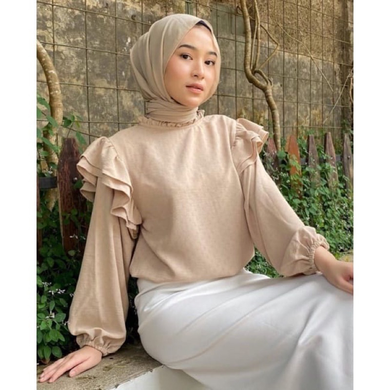 Rona Blouse Crinkle Uragiri Atasan Wanita Lengan Panjang OOTd Remaja Kekinian