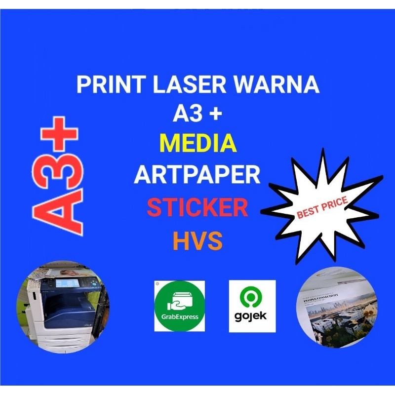 PRINT LASER WARNA A3+ ART PAPER/STICKER/HVS
