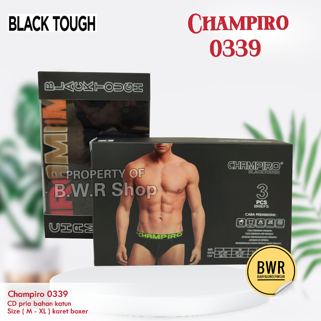 [ 3pc ] CD Champiro 0339 | Celana dalam pria dewasa karet boxer | Box Hitam - Bwr II