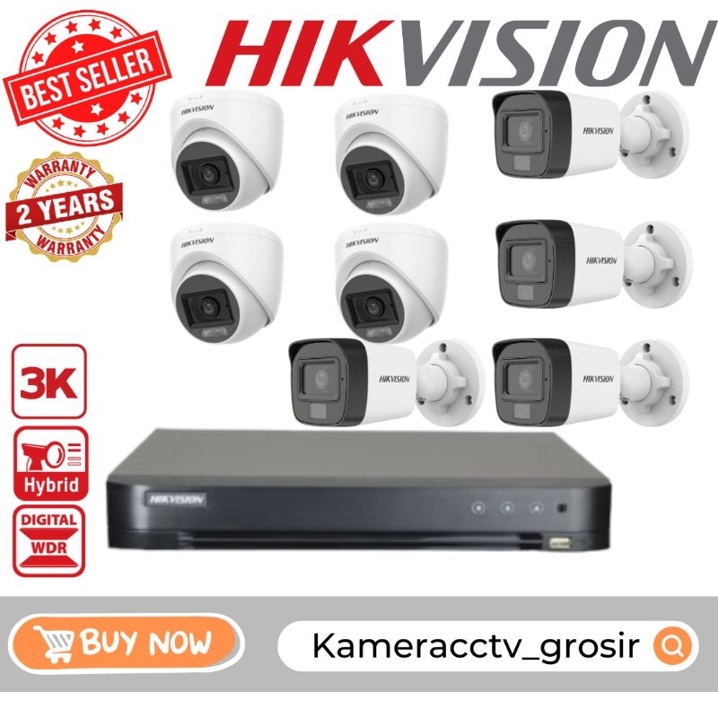 PAKET CCTV HIKVISION 5MP AUDIO COLORVU 8 CHANNEL 8 KAMERA