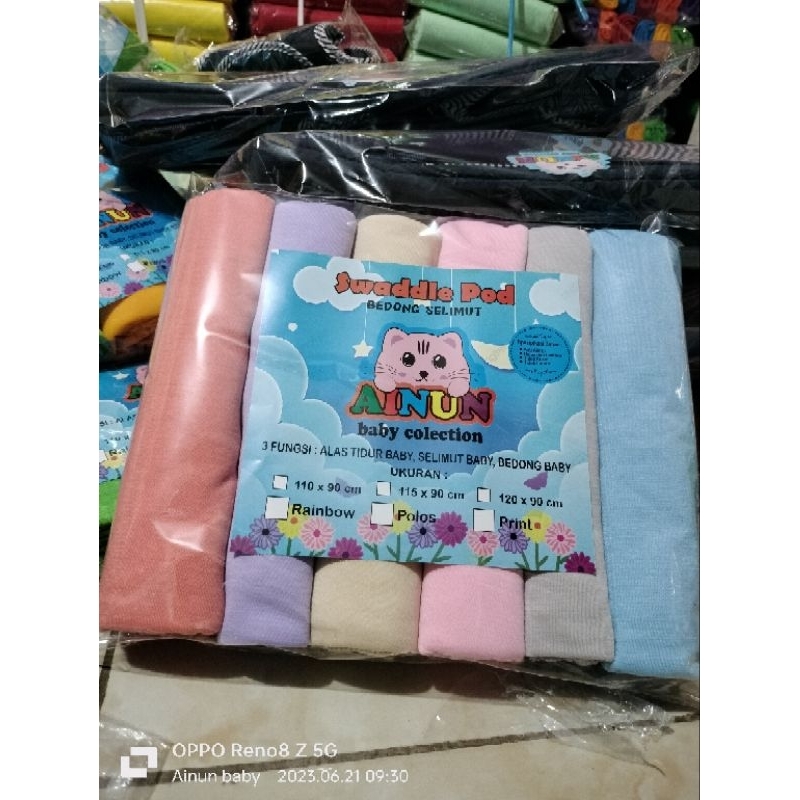 6PCS DAN 3PCS BEDONG BAYI RAINBOW UK 90X115CM DAN UK 110X90CM BAHAN ADEM LEMBUT HALUS