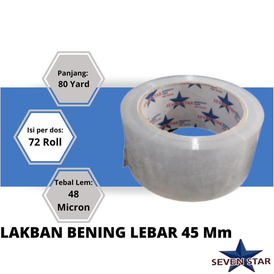 

LAKBAN SEVEN STAR TAPE OPP ISOLASI BENING SELOTIP PACKING BENING SELOTIP LAKBAN TRANSPARAN