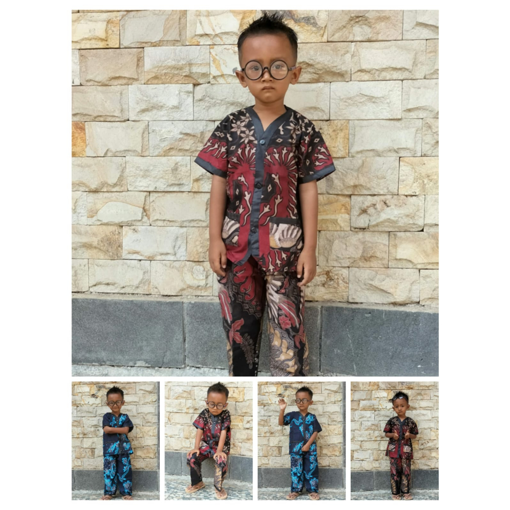 Piyama Anak Laki -laki Dan Perempuan Bahan Katun Motif Batik Full Saku