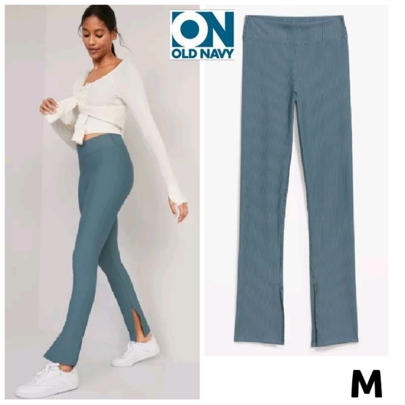 Celana legging dewasa wanita old navy Hight Waisted Rib Knit Hijau