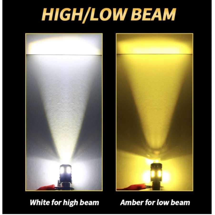 Lampu LED H4 Laser tembak D2 (2 warna) Putih Kuning High Low (Hi-Lo) - SUPERBRIGHT , 20watt , 8000LM , 73SMD , 3570LED (motor mobil)