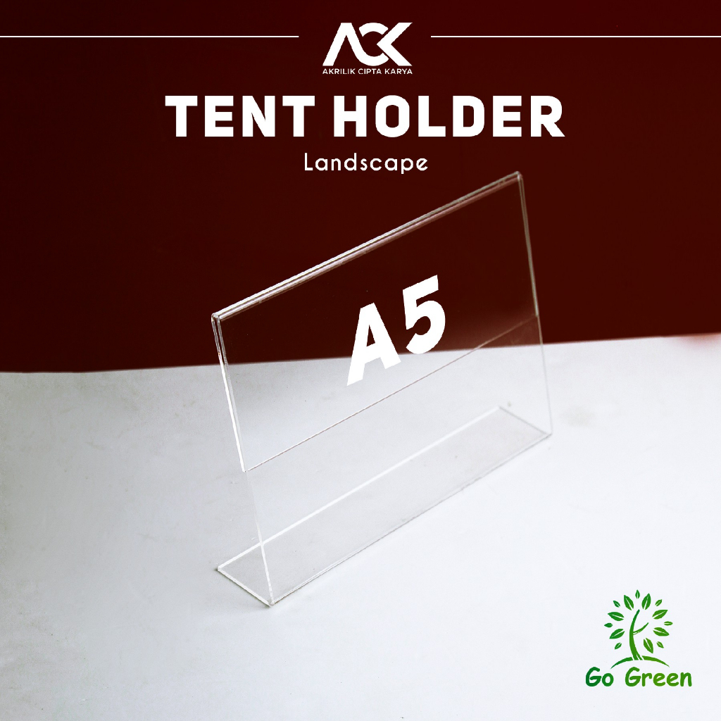 Tempat Brosur Meja Akrilik A5 L Type / Acrylic Tent Card Holder A5 Landscape / A5 L Type Landscape