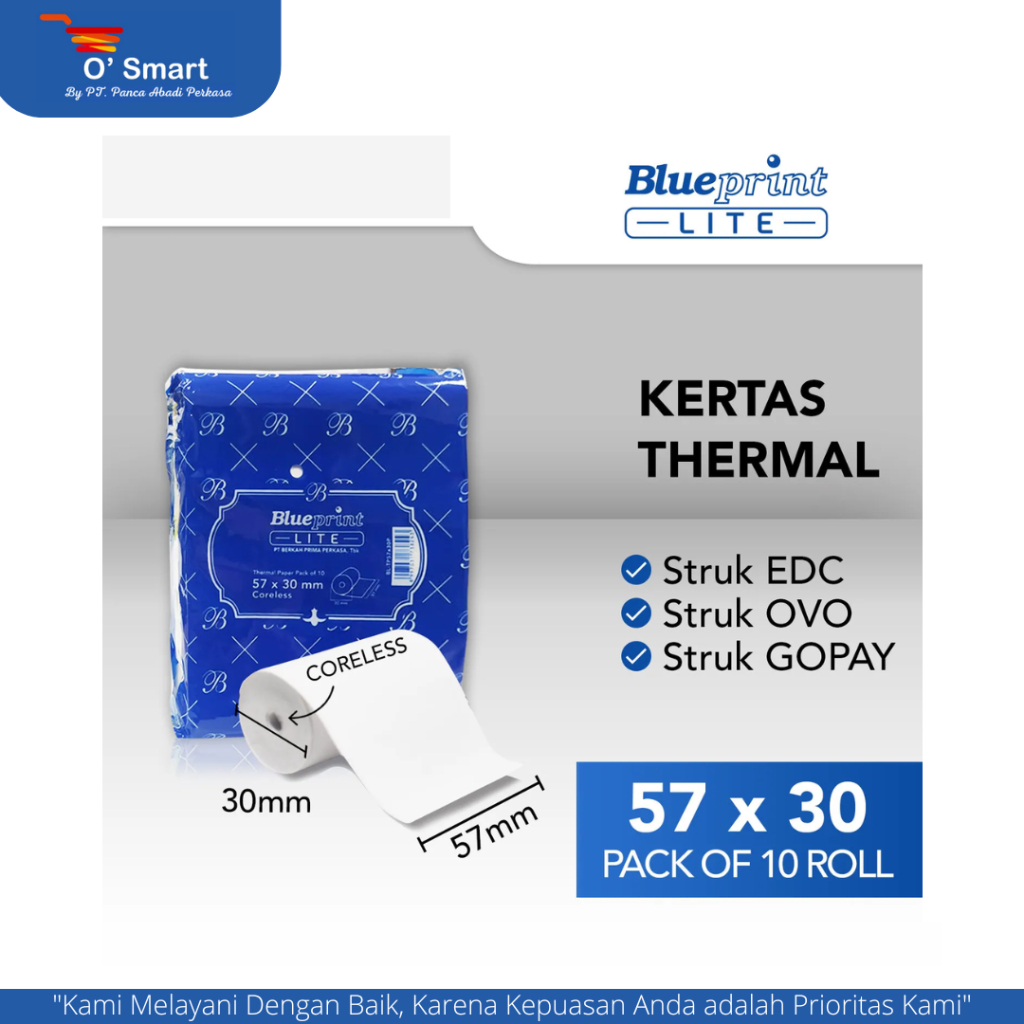 

BLUEPRINT Kertas Thermal 57x30 (1 Pack Isi 10 Roll)