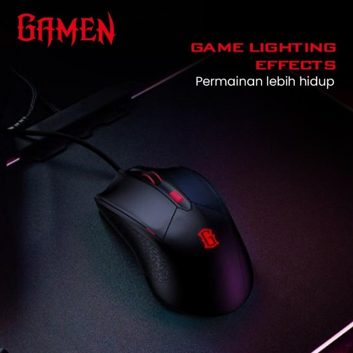 GAMEN GM100 2000 DPI Macro Ultralight Gaming Mouse 58 gram Black