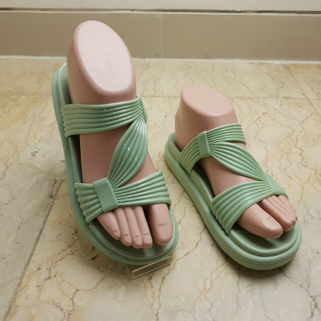 Sandal Slop Karet PCU Wanita Tali Simpul Selempang Simple Import MKY 889-111 37-41
