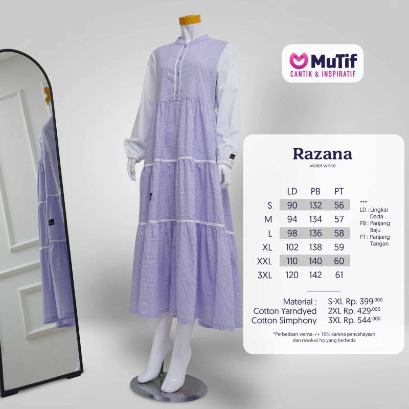 GAMIS MUTIF TERBARU 2023 RAZANA VIOLET/ GAMIS SIMPLE MUTIF RAZANA