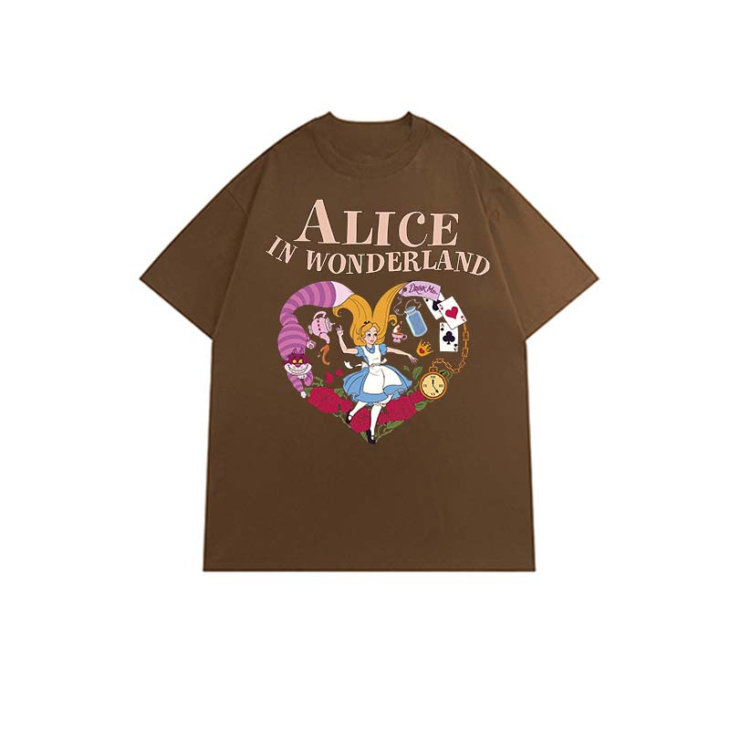 Kaos Lengan Pendek Retro Alice Korean Style/Kaos Oversize Wanita/Atasan Wanita