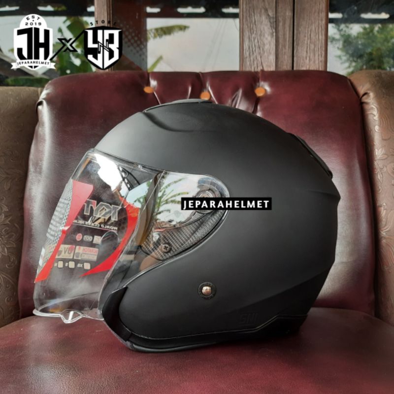 Helm Half Face KYT Kyoto R Solid Polos Black Hitam Doff | KYT Kyoto R Half Face Polos Original