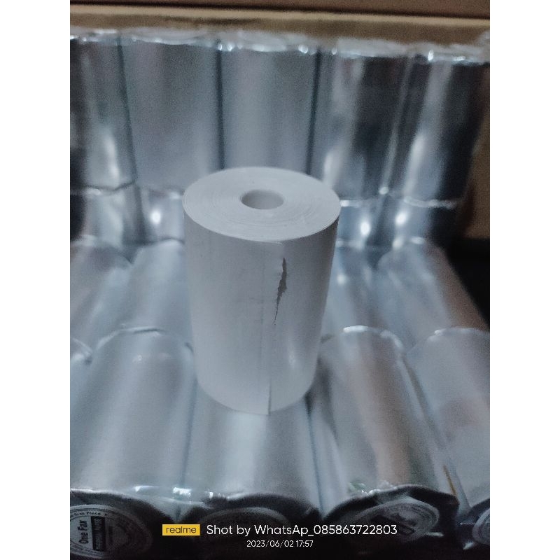

kertas roll/kertas kasir thermal 58x37 coreless ((paket 1 pack isi 10 pcs/roll)) RJ4